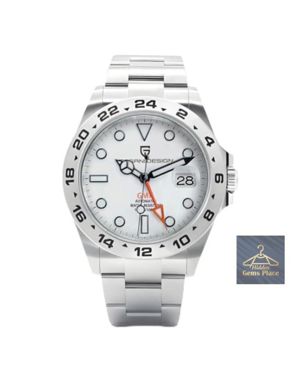 Men's Automatic GMT Sport Watch 42mm Stainless Steel Sapphire Crystal Waterproof